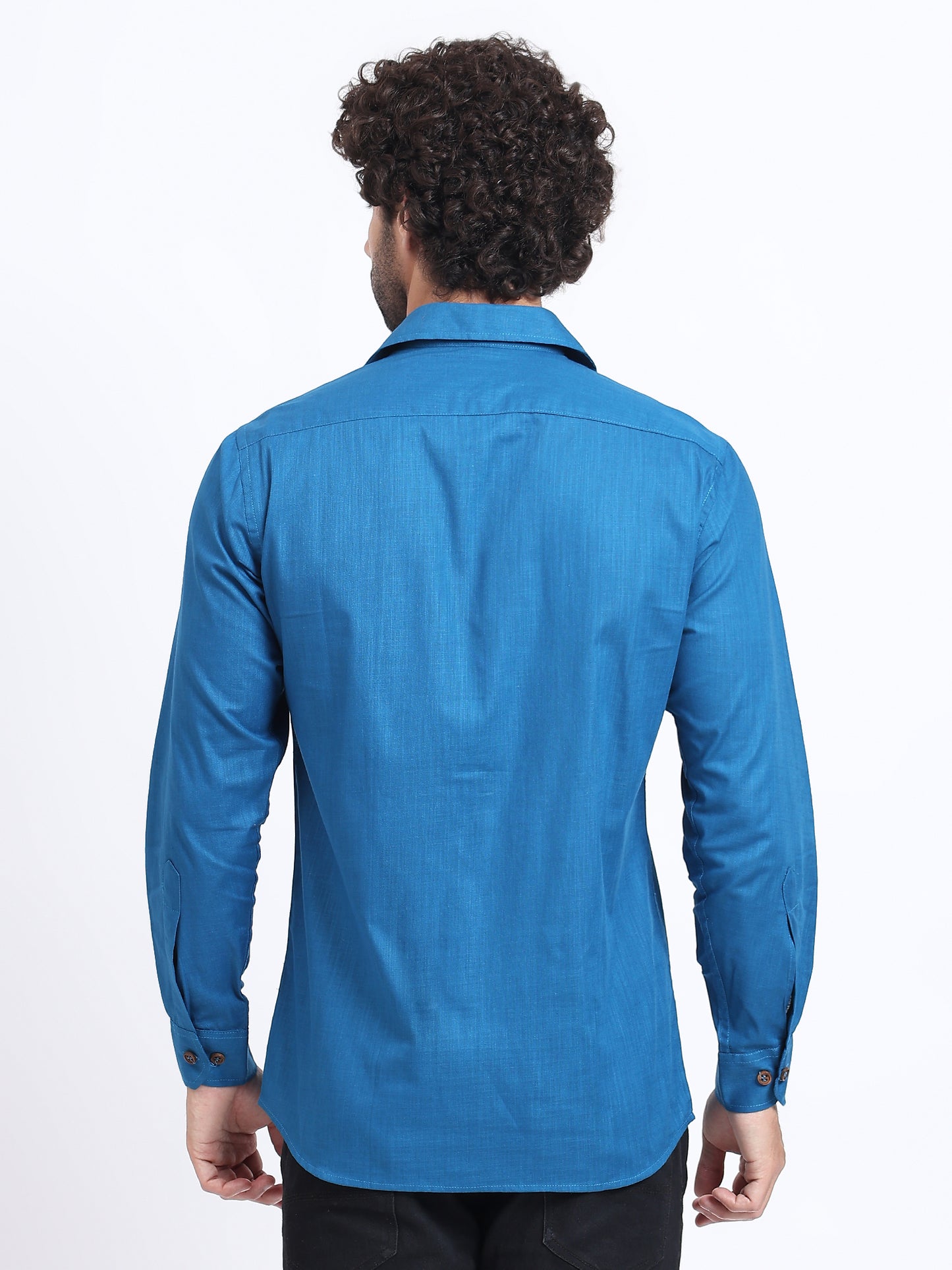 Imperial blue semiformal full sleaves shirt