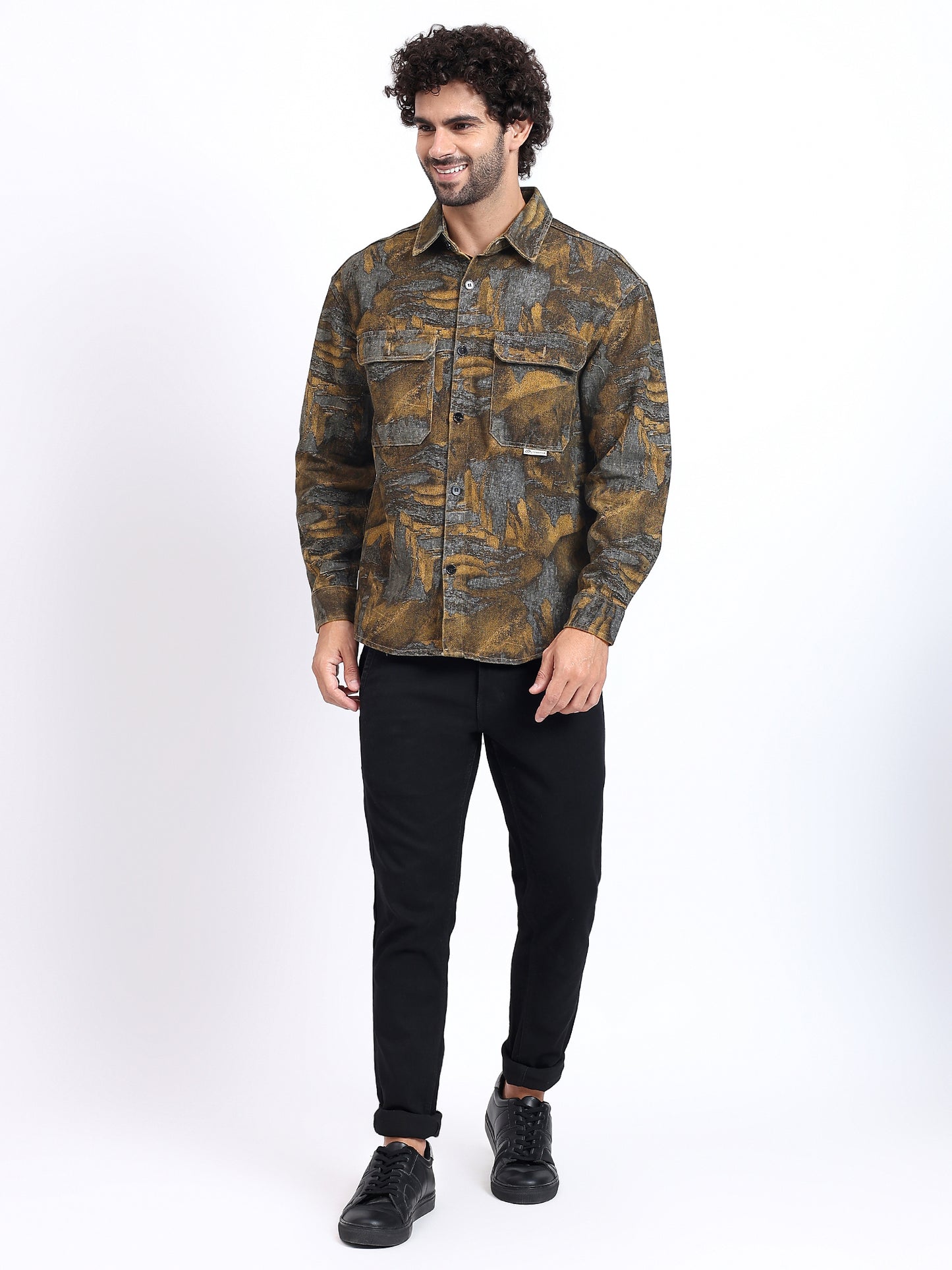 Rustic camouflage Printed Denim Over-Shirt