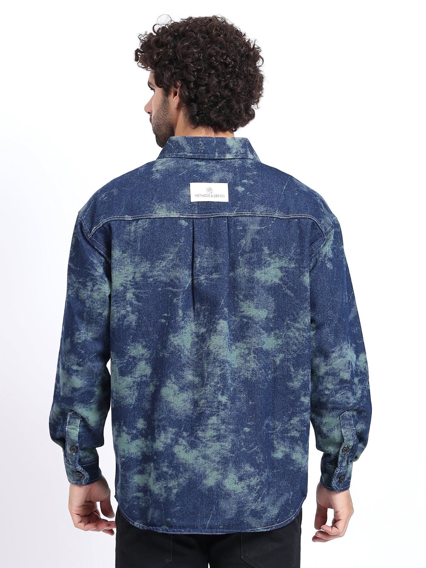 casual marble washed denim overshirt