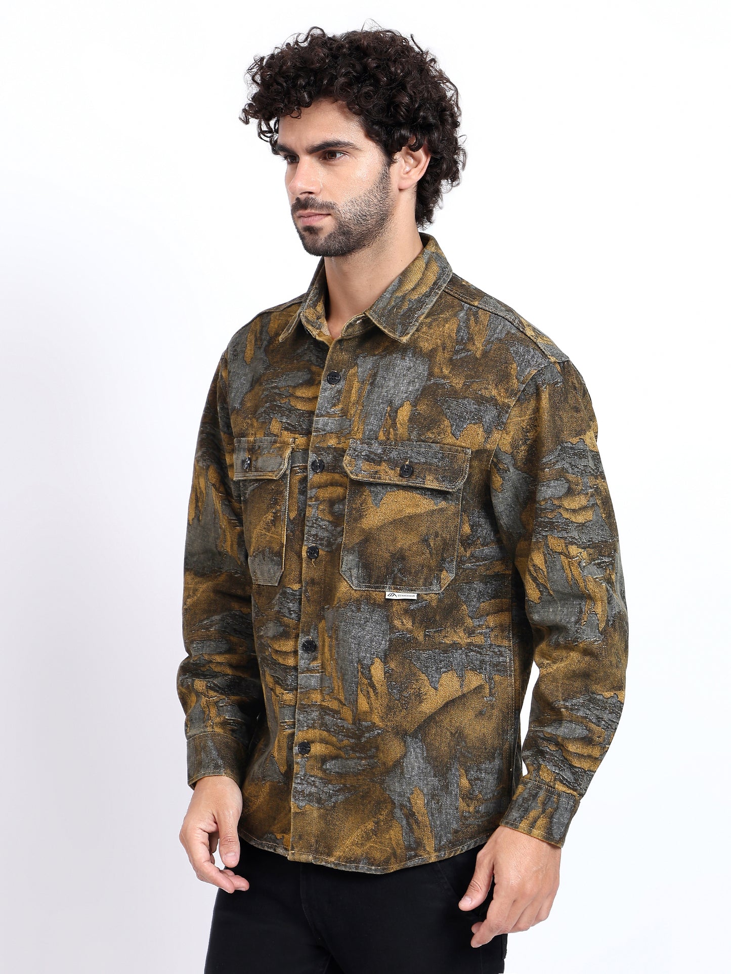 Rustic camouflage Printed Denim Over-Shirt