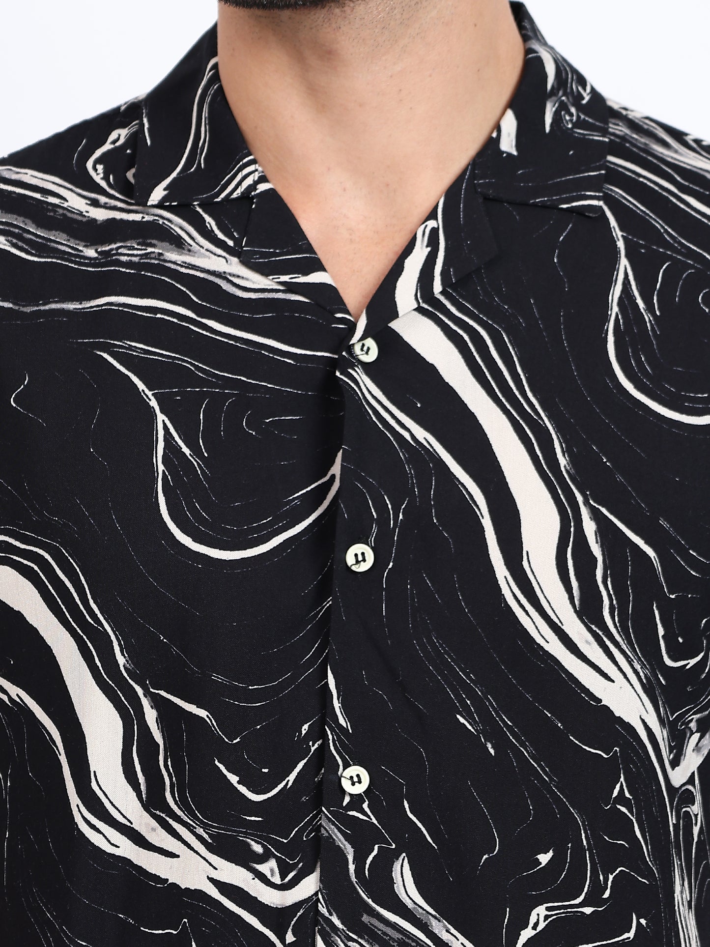 Black & Beige Marble-Print Shirt.