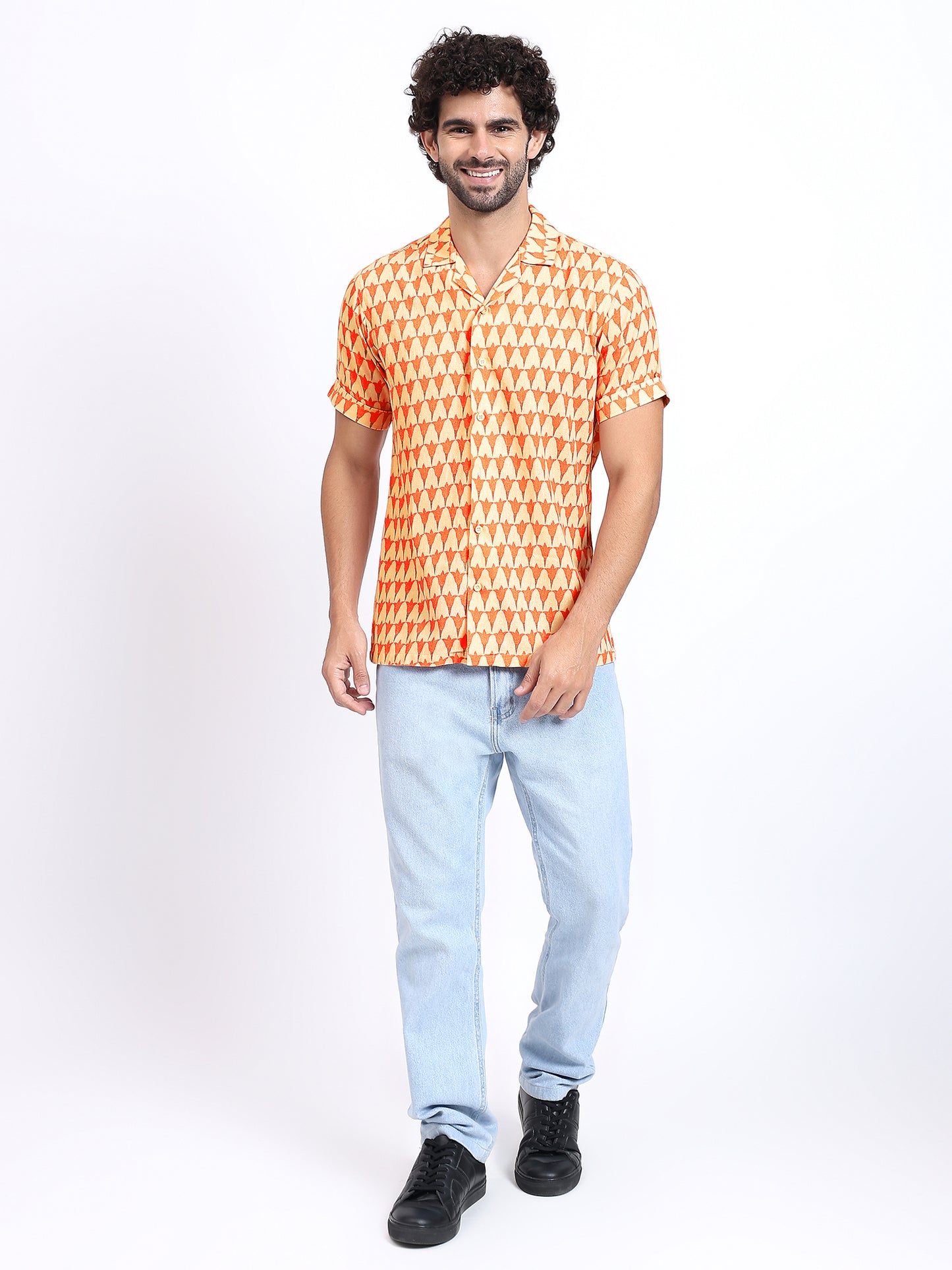 Retro Short-Sleeve Button-Down Shirt