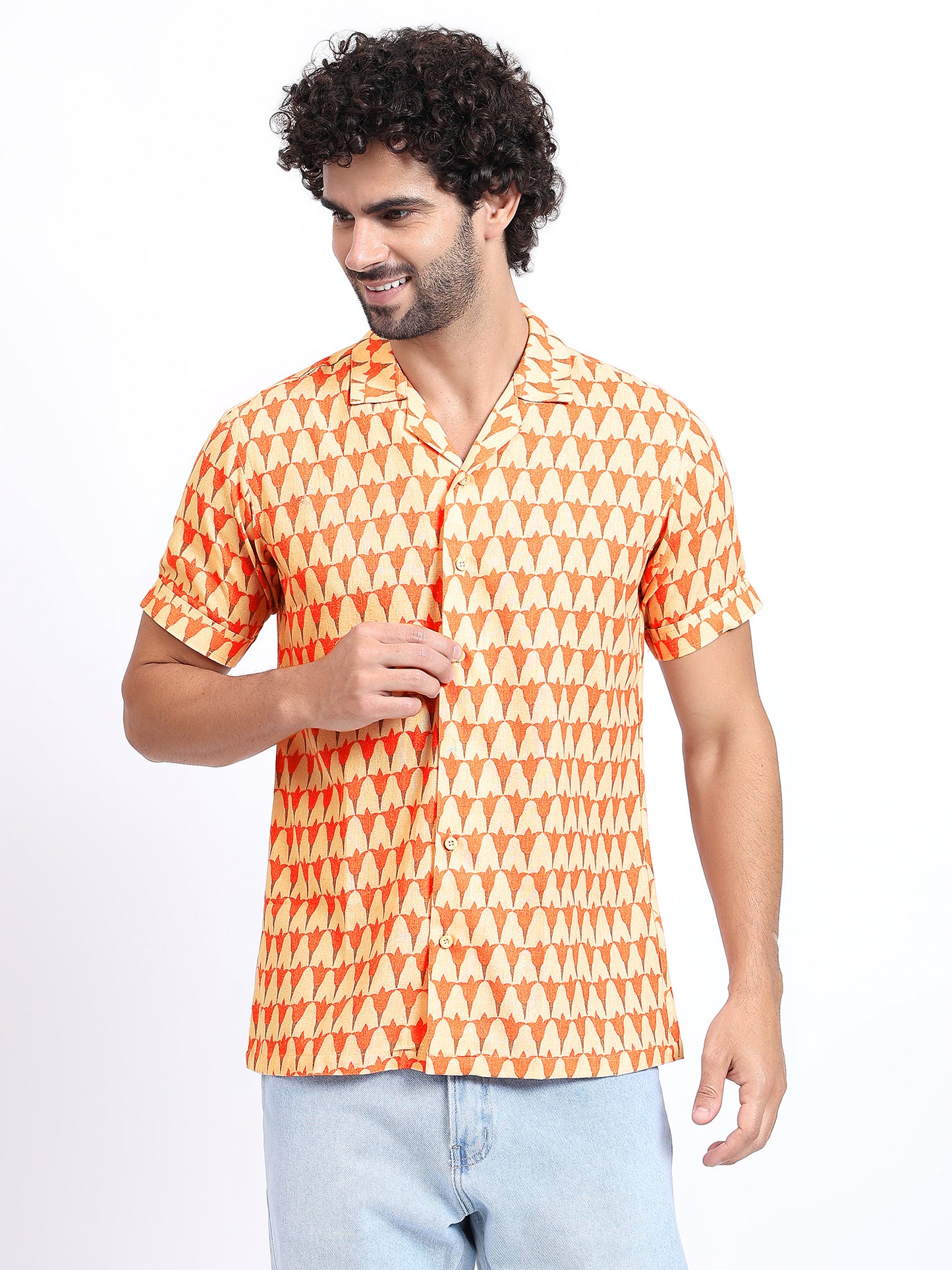 Retro Short-Sleeve Button-Down Shirt