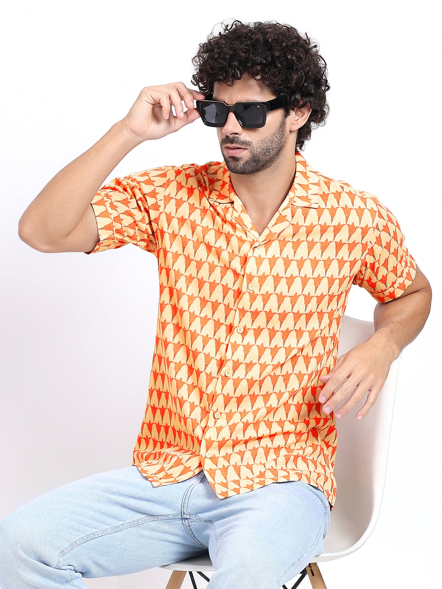 Retro Short-Sleeve Button-Down Shirt